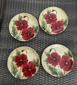 POPPIES piatto 4 piatti in ceramica dipinto a mano in Cina - Foto 1 di 6