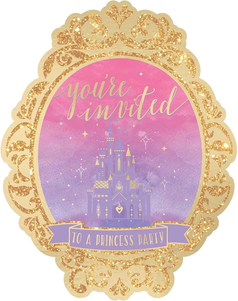 Disney Princess Once Upon a Time Kids Birthday Party Deluxe Novelty Invitations - Image 1 of 1