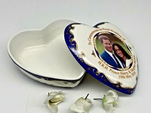 Porcelain Heart Shaped Trinket Box Commemorative Royal Wedding Royal Heritage'18 - Picture 1 of 11