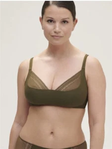 NWT Simone Perele 38C Olympe Wireless Triangle Bralette 1c5210 Olive 118414 - Picture 1 of 2