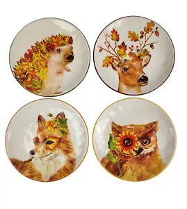 4 Pier 1 Raccolta Critters Giardino 8,25" Dolomiti Insalatiere Cervo Gufo Volpe Riccio - Foto 1 di 7