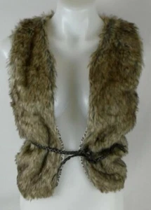 Red Camel Girls Brown Faux Fur Lined Vest With Belt Girl's/ Kid's Size Large New - Picture 1 of 12