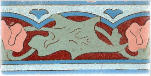 Stunning Blue Red Green Encaustic Antique Original Floor - 26 Rectangular tiles Cover