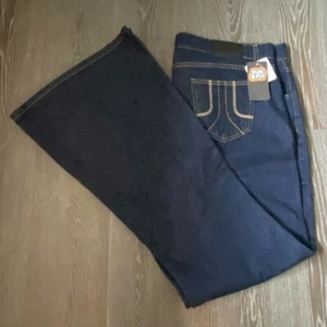 Run&Fly Navy Blue Bellbottom Flared Jeans 70s Style Size 40R L32 - New With Tags - Picture 1 of 10