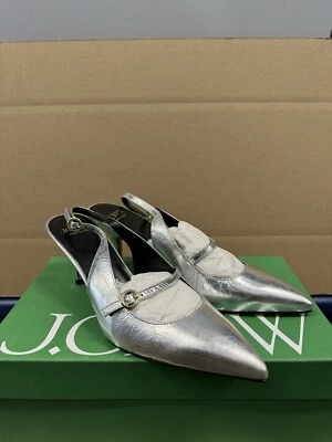 J. Nuevo tacón con hebilla redonda de cuero metálico talla 7,5 Foto 1 de 4