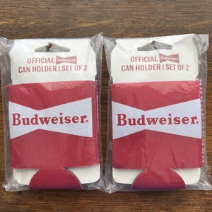 Bud Beer Budweiser Can Koozie Holder Sleeve Red 4 Coolers New Package Man Cave - Picture 1 of 5