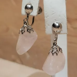 Pendientes Cuarzo Rosa Piedra Pulida Natural Tornillo Trasero De Colección 1.25" - Granero Elegante - Imagen 1 de 12