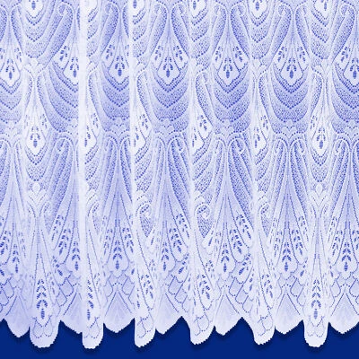 Luxury Cotton Look White Fan Lace Window Net Curtain Roma Sold by the Metre - Image 1 of 4