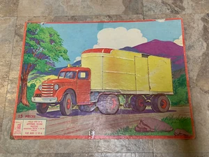 1955 Red Semi Truck Puzzle Milton Bradley Key to Fun Aptitude Test 15 Pieces F/S - Picture 1 of 5