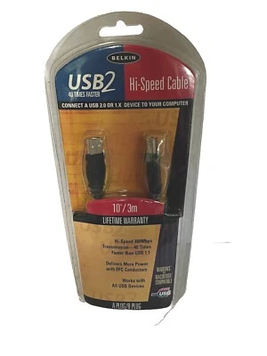 BELKIN USB A to USB B Cable 10ft./3m USB 2.0 F3U133-06 - Image 1 of 4
