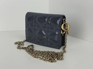 Christian Dior Lady Dior Nano Card Holder Chain Pouch Cannage Quilt Patent Purse - Bild 1 von 11