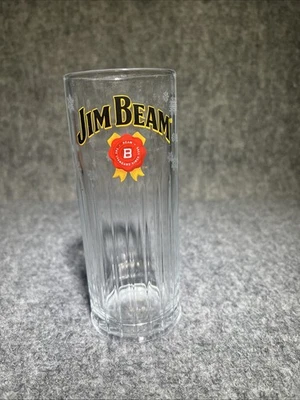 Jim Beam Bourbon Whiskey 6 1/4" Ribbed Highball Glass *Holiday Snowflakes - Image 1 of 4