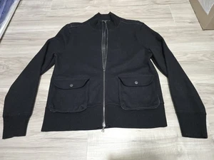 Chaqueta John Varvatos Para Hombre Grande Negra Cremallera Completa Bolsillos Lana  - Imagen 1 de 11
