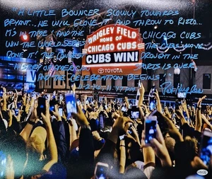 Pat Hughes Chicago Cubs Signed 2016 World Series LAST OUT INSCRIPTION 16X20 JSA  - Picture 1 of 1