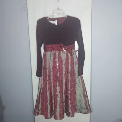 Vestido Niñas Ocasión Especial Línea A Talla 16 Terciopelo Iridiscente Embellecido Elegancia Foto 1 de 4