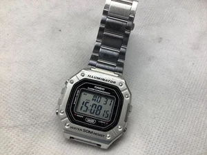 Casio W-218H Herren Silber Edelstahl Digital Grau Zifferblatt Armbanduhr - Bild 1 von 6