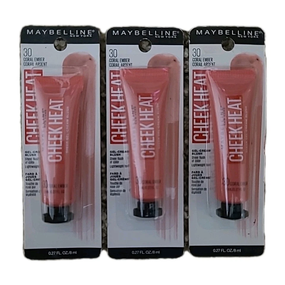3 Maybelline Cheek Heat Gel Cream Blush #30 Coral Ember - Image 1 of 1