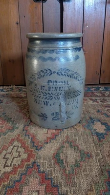 Antiguo gres cobalto Early Country nuevo Geneva J.E Enely PA vajilla a rayas 12" Foto 1 de 4