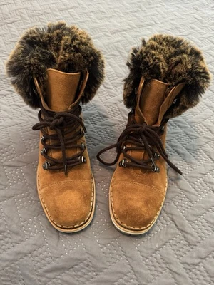 Sam Edelman Bowen Brown Suede Faux Fur lace up Woman’s Hiking Boots size 6 - Image 1 of 4