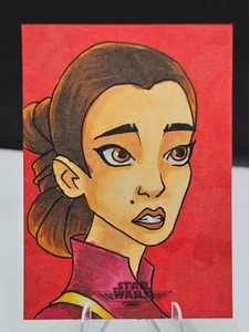 2021 Topps Star Wars Battle Plans Sketch Padme Natalie Portman by Monette - Picture 1 of 2