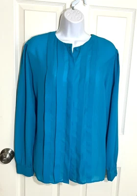 Blusa/top vintage con botones azul turquesa Diane Von Furstenberg con pliegues - 12 Foto 1 de 4