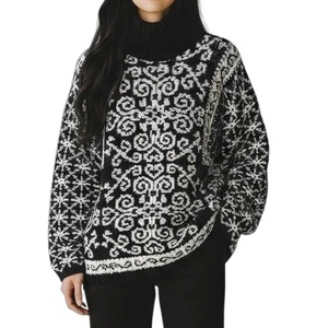 Casual Corner Vintage NWT Black & White Lambswool Blend Turtleneck Sweater XL - Picture 1 of 6