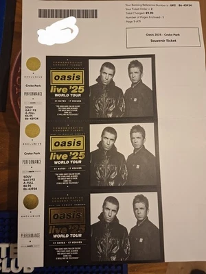 Oasis Tickets Croke Park  - Image 1 of 2