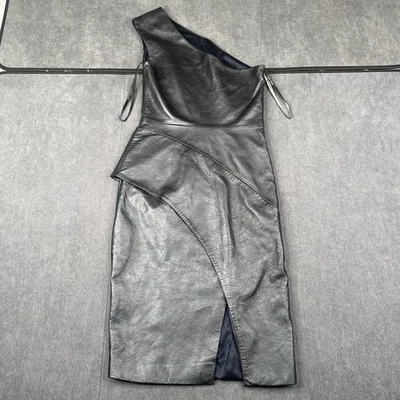 Vestido de noche vintage de cuero MONIQUE LHUILLIER ML talla 8 Foto 1 de 4