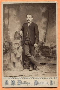 Danville IL Retrato de un joven por Phillips circa 1890 - Imagen 1 de 2