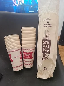 Miller Highlife Waxed Dixie Cups For Beer No. 248 25 Cups 5" Inch - Picture 1 of 7