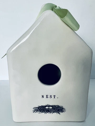 MAGENTA “Nest” BIRD 8”x 5” HOUSE White Rae Dunn Exclusive Collectible, Ceramic,M Cover