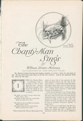 1915 Chanty Man Sings Williams Brown Meloney John Wolcott Adams Art Story EM1 - Изображение 1 из 4