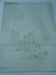 Dessin de Presse Clipping 2010   Signé Sempé Une famille sur un banc qui dort - Picture 1 of 1