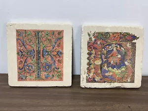 Sammlung der Vatikanischen Bibliothek (2) bemalte Fliesen, fertig zum Aufhängen 8”x8” - Bild 1 von 6