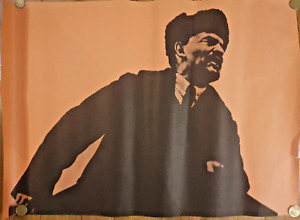 Original Apo-Plakat Lenin 1969, Roter Hintergrund, 60cm x 42 cm, Querformat