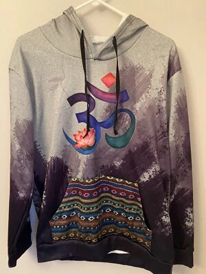 Om Symbol Funky Retro Unisex Sudadera con Capucha Gran Tamaño Estampado Boho Bolsillo M Foto 1 de 3