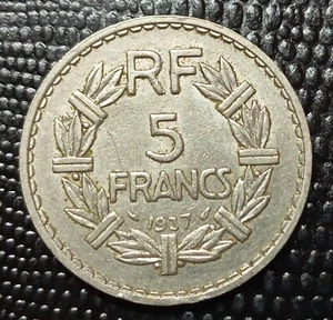 5 FRANCS 1937 LAVRILLIER III° République - Nickel - Imagen 1 de 2