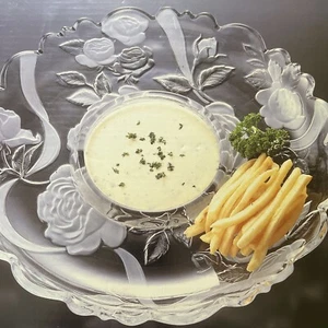 Vtg Laura Glass Works Japan Rose Garden Round Embossed Chip and Dip Platter 14” - Picture 1 of 11