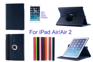 For ipad Air/Air 2 Screen Protector/ Rotating PU Leather Case Cover - Bild 1 von 31