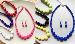 18" GRADUATED 20mm MIDDLE BEAD NECKLACE & EARRINGS SET - Picture 1 of 12