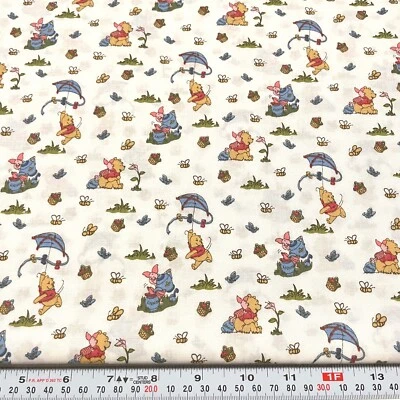 Pooh's Day In The Park Piglet Bees Off-White Cotton Fabric Remnant 12" x 44" - Image 1 of 2