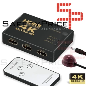 Conmutador HDMI 4K Switch 3 Puertos Selector de Splitter Hub IR Remoto Negro - Afbeelding 1 van 5