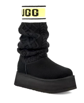NUEVO SIN CAJA MUJER TALLA 6 NEGRO UGG CLÁSICO SUÉTER LETRAS BOTAS 1130771 Foto 1 de 4