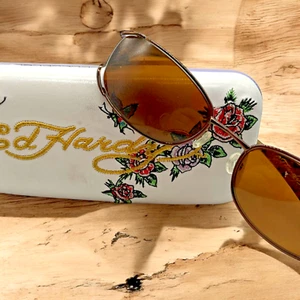 Vintage Ed Hardy Eyeglass EHO746 Flower Frame and Case Only 52 18 135 - Picture 1 of 8
