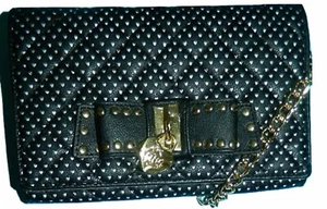 Neu mit Etikett Betsey Johnson XBody Rautensteppdecke E/W schwarz mit NIETENSCHLEIFE - Bild 1 von 2