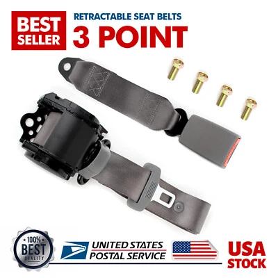 1x Cinturón de Seguridad Coche 3 Puntos Gris Ajustable Auto Retráctil Para Mazda Foto 1 de 4