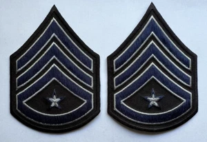 Juego de 2 piezas de sargento de seguridad de la policía militar a rayas negro azul gris 4,25 x 3 - Imagen 1 de 4
