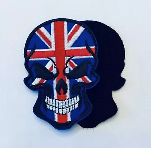 ENGLAND GREAT BRITAIN PUNISHER FLAG SKULL HOOK & LOOP  EMBROIDERED  PATCH - Picture 1 of 1