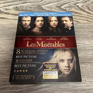 Les Miserables (Blu-ray + DVD Combo, 2013) (with slipcover) New/Sealed - Picture 1 of 3