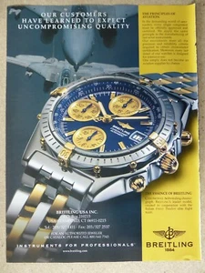 12/1999 PUB MONTRE BREITLING WATCHES SUISSE CHRONOMAT F-14 TOMCAT ORIGINAL AD - Foto 1 di 1